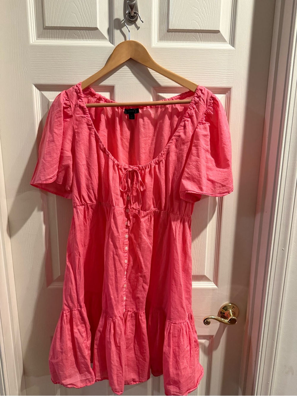 J. Crew Coral Tie-Front Button Mini Dress